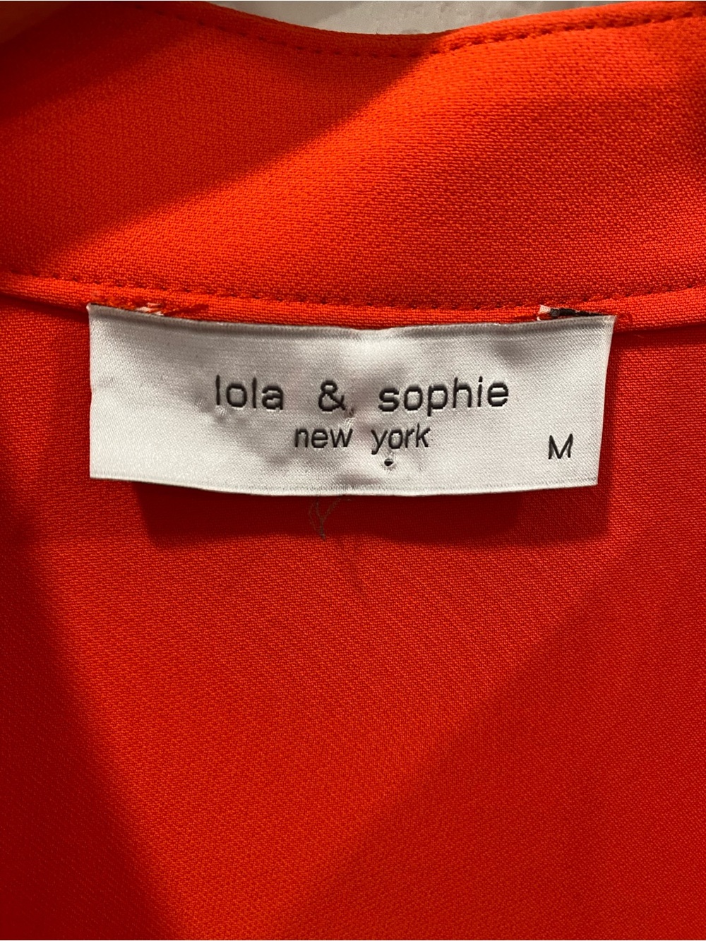 Lola & Sophie New York Orange Red Shirt Dress M Long Sleeve V Neck Shift Chic - Picture 3 of 8